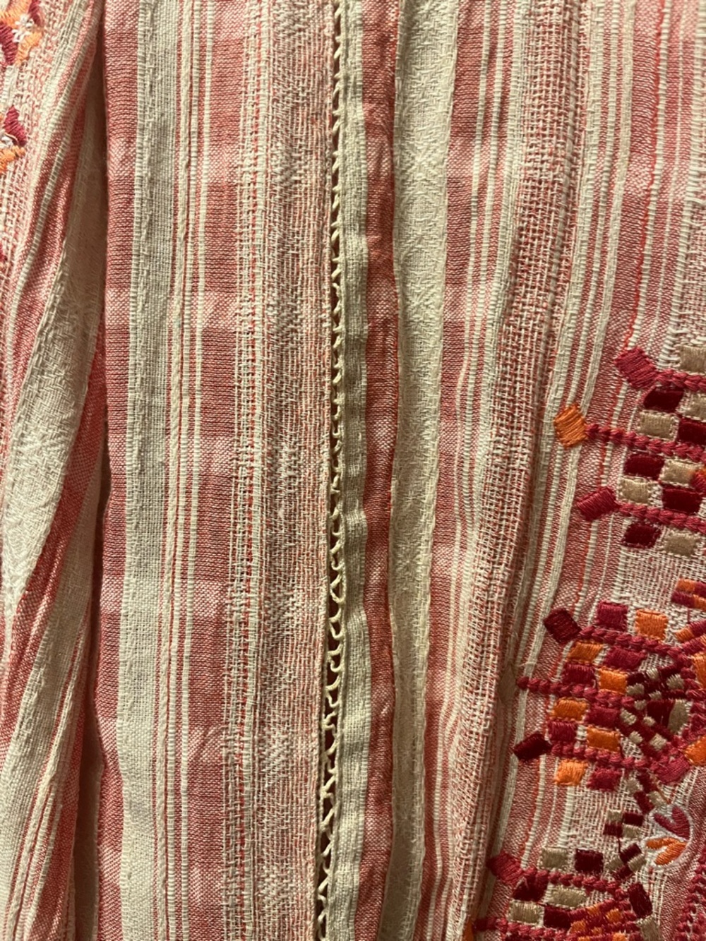 Sea and Be Seen Pink Striped Embroidered Women’s Lightweight Tunic Size Large - Picture 4 of 13